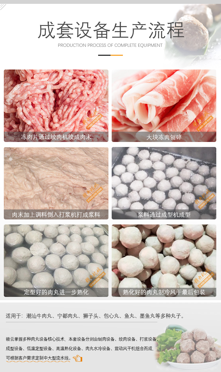 肉丸流水線成套設(shè)備生產(chǎn)流程圖
